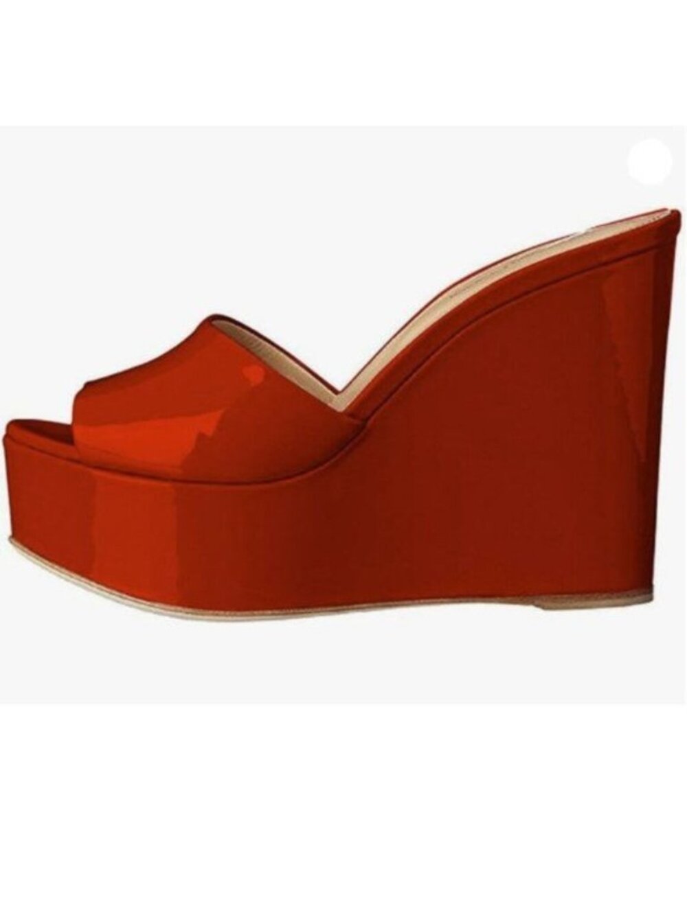 YDN Women High Heels Platform Mules Peep Toe Clogs Slip on Wedge Sandals Red